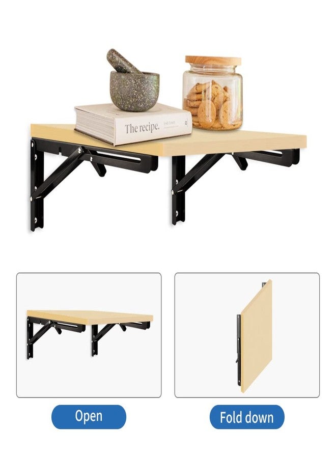 VinBee 2 Pcs Folding Shelf Brackets 8 inch Heavy Duty Metal Collapsible Shelf Bracket DIY Wall Mounted Foldable Shelf Bracket Hinge Wall Mounted Space Saving for Bench Table - Image 4